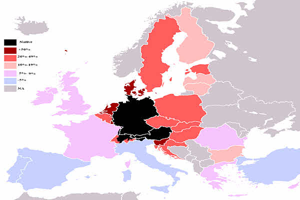 map of europe in german language